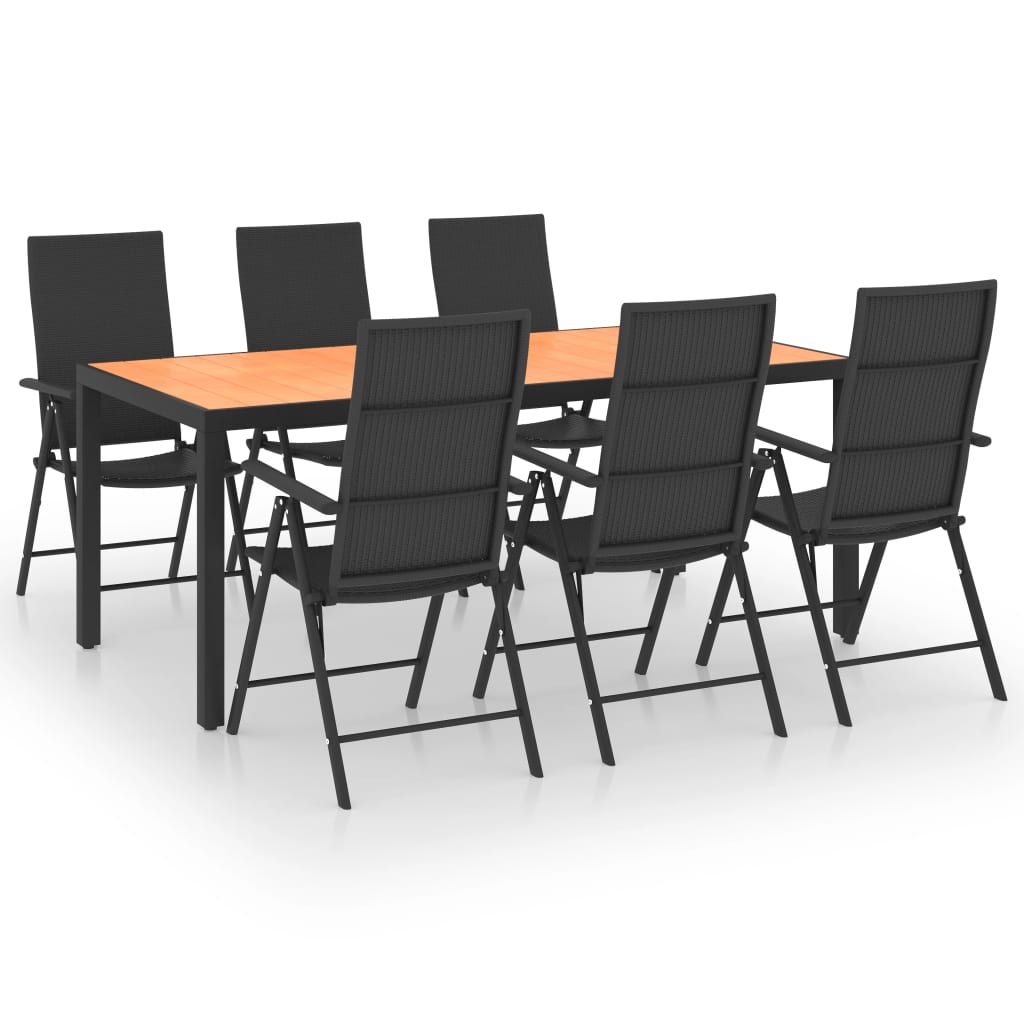 Set de masa pentru gradina, 7 piese, negru si maro — imaginea 13