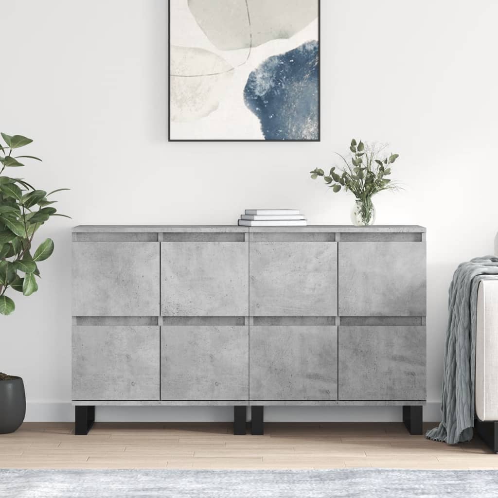 Servante, 2 piese, gri beton, lemn prelucrat — imaginea 14