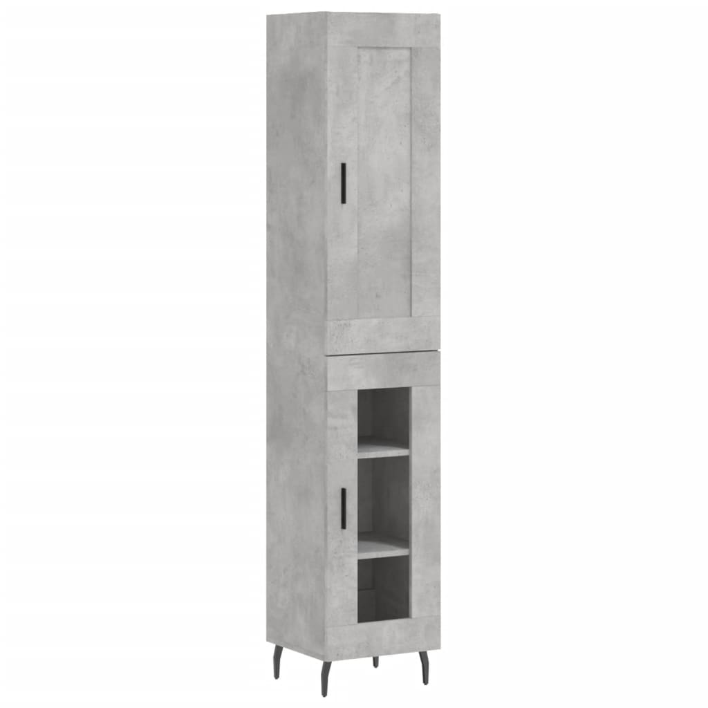 Dulap inalt, gri beton, 34,5x34x180 cm, lemn prelucrat — imaginea 13