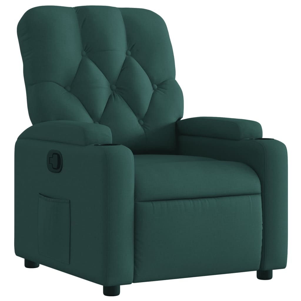 Fotoliu rabatabil, verde inchis, material textil — imaginea 12