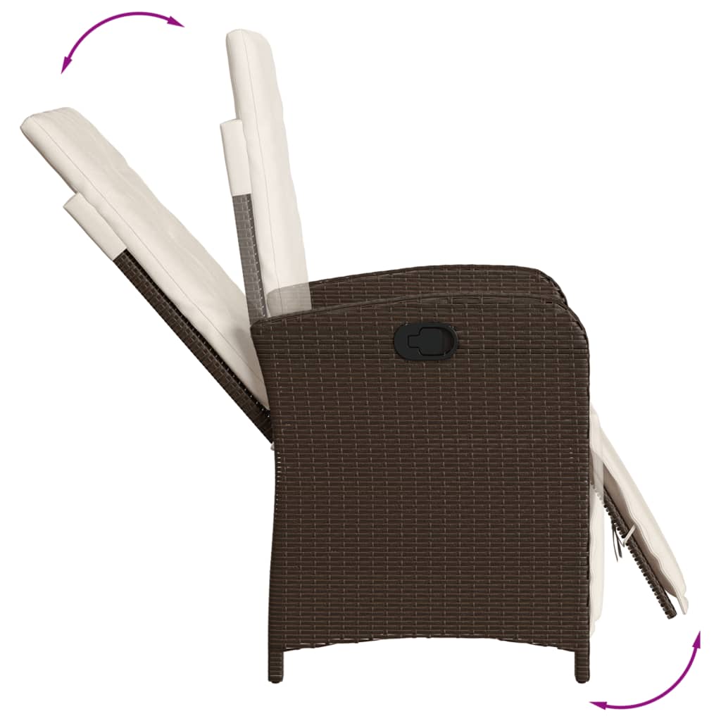 Set mobilier de gradina cu perne, 7 piese, maro, poliratan — imaginea 4