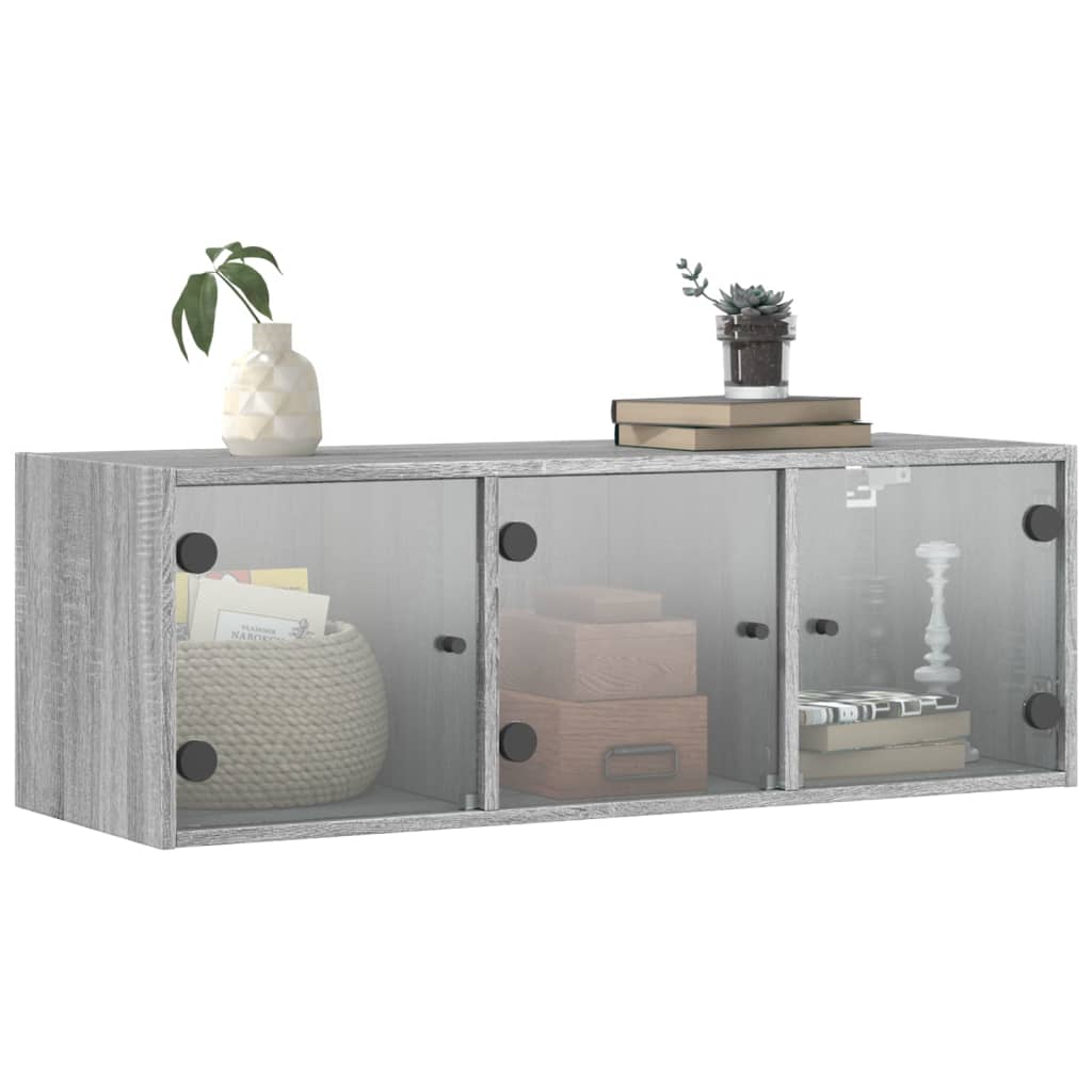 Dulap de perete cu usi din sticla, gri sonoma, 102x37x35 cm — imaginea 4