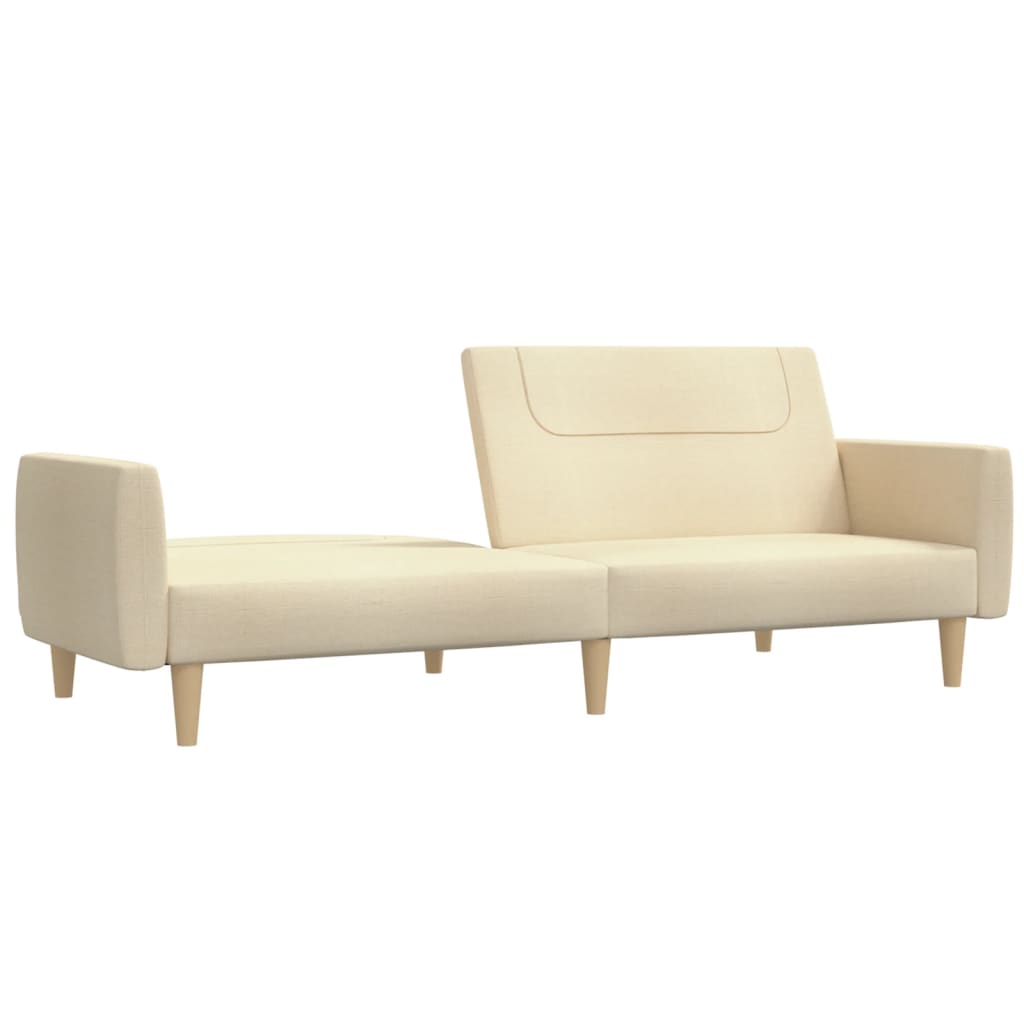 Canapea extensibila cu 2 locuri, crem, material textil — imaginea 4