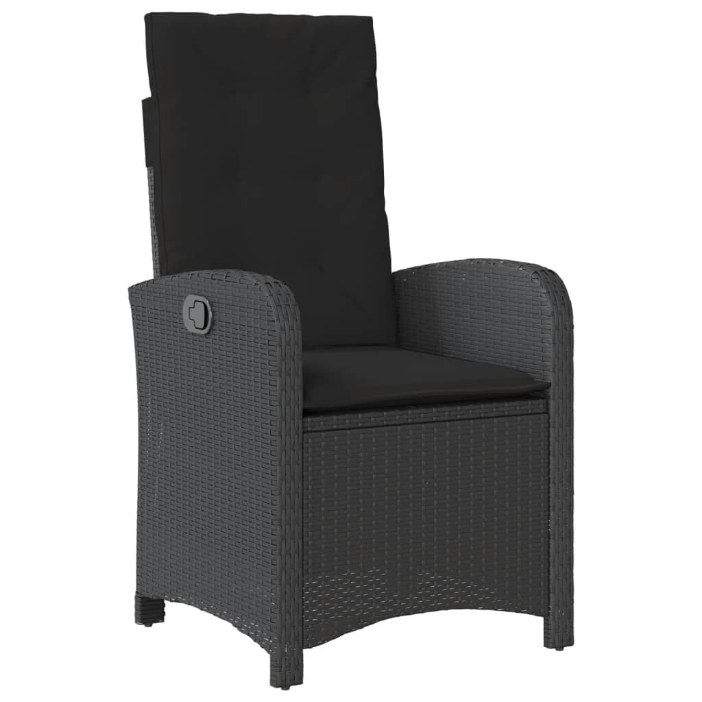Set mobilier de gradina cu perne, 3 piese, negru, poliratan — imaginea 4