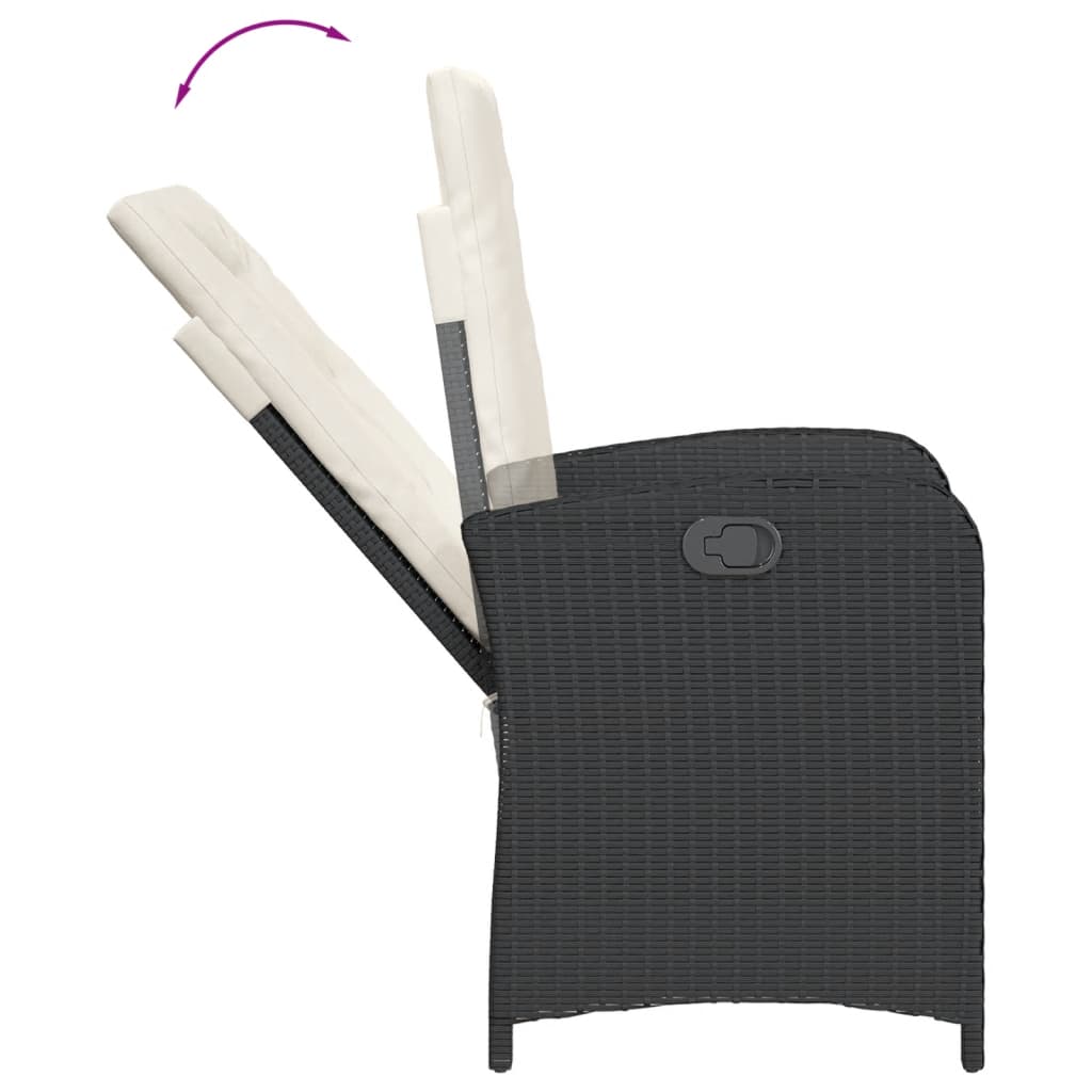 Set mobilier de gradina cu perne, 7 piese, negru, poliratan — imaginea 5