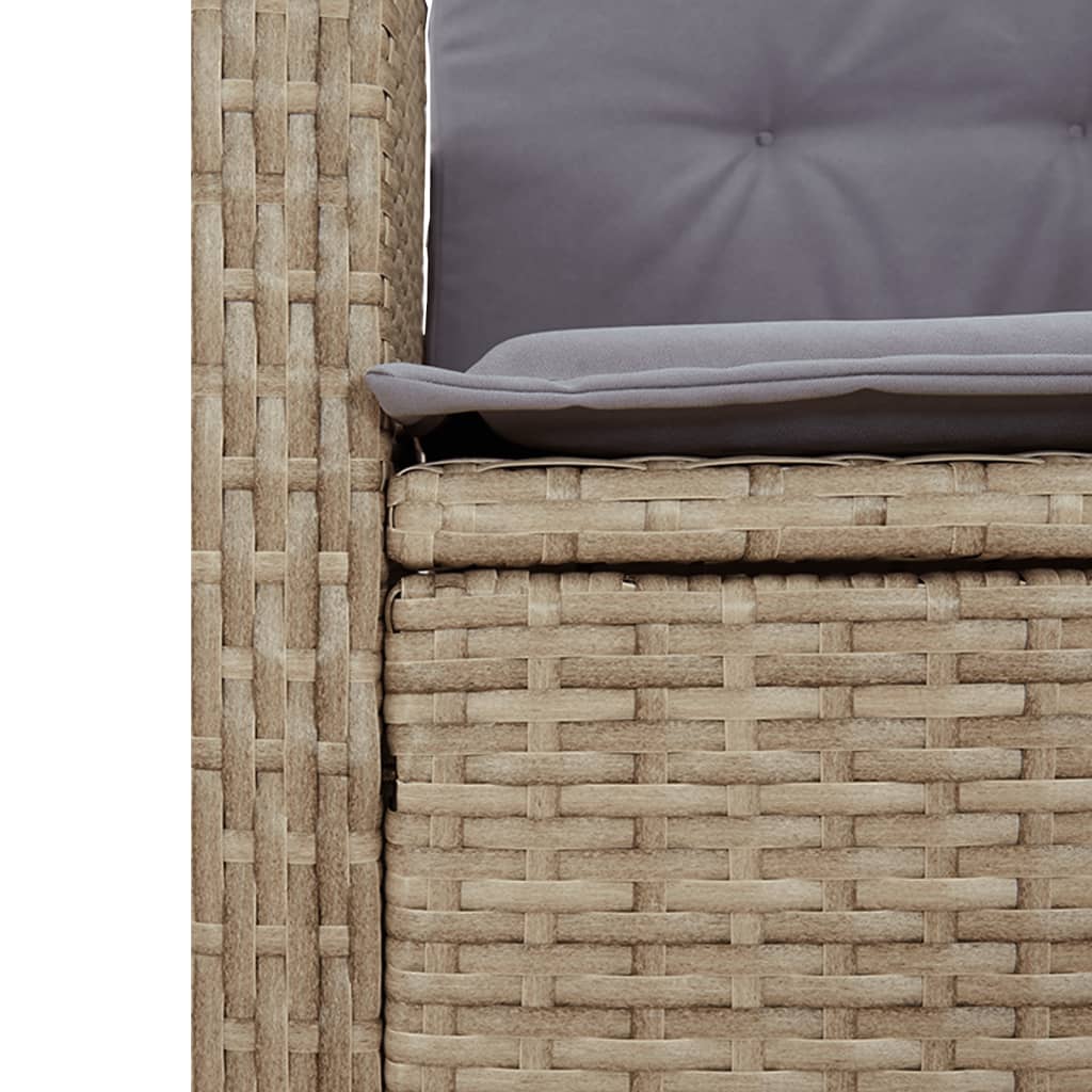 Set de masa pentru gradina, 3 piese, cu perne, bej, poliratan — imaginea 7