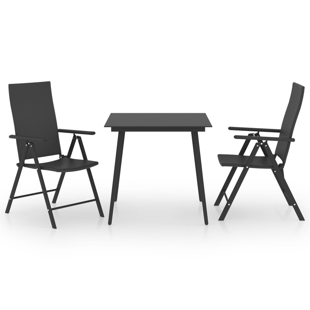 Set mobilier de gradina, 3 piese, negru — imaginea 13