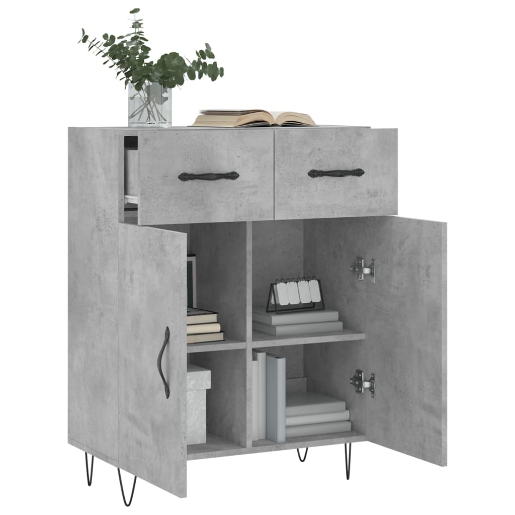 Servanta, gri beton, 69,5x34x90 cm, lemn compozit — imaginea 16