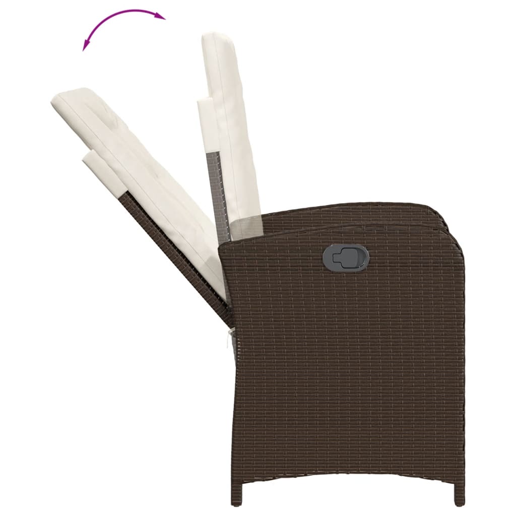 Set mobilier de gradina, 5 piese, cu perne, maro, poliratan — imaginea 4