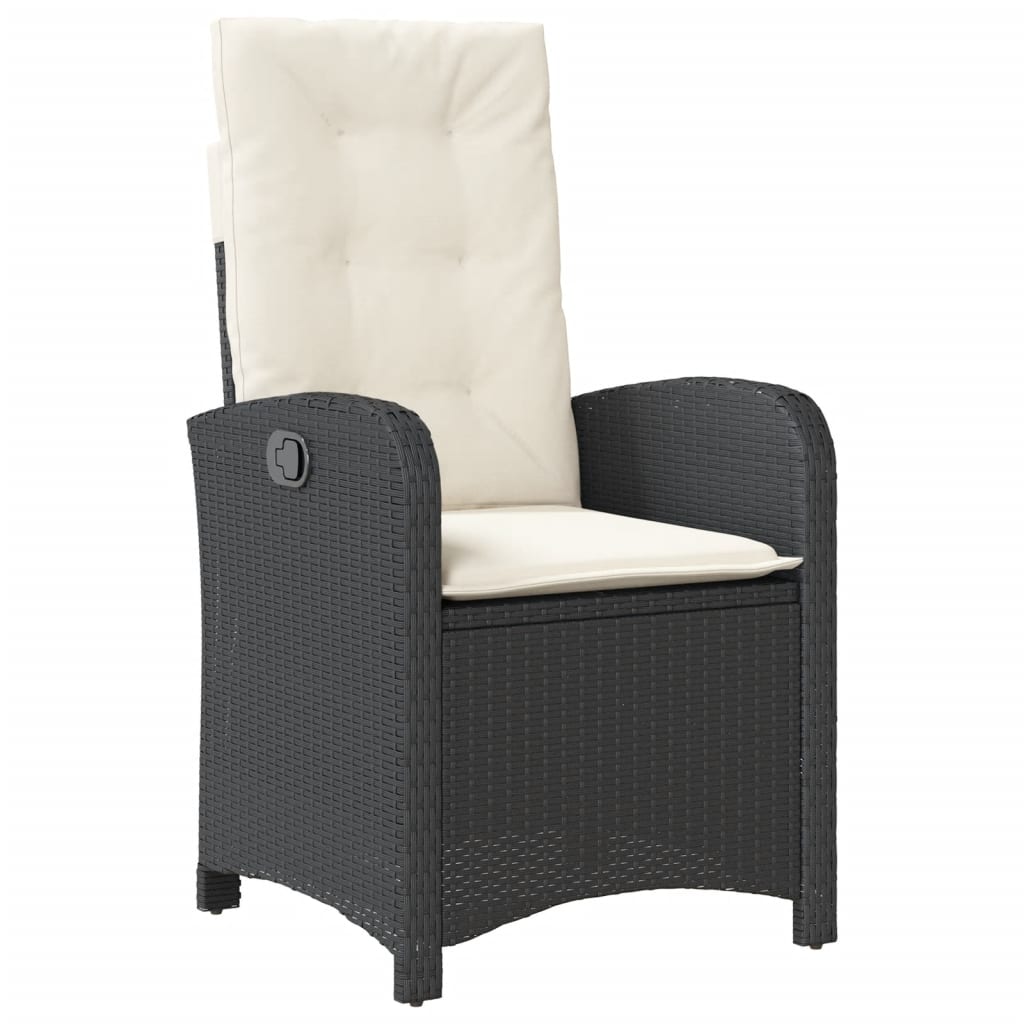 Set mobilier de gradina cu perne, 5 piese, negru, poliratan — imaginea 4