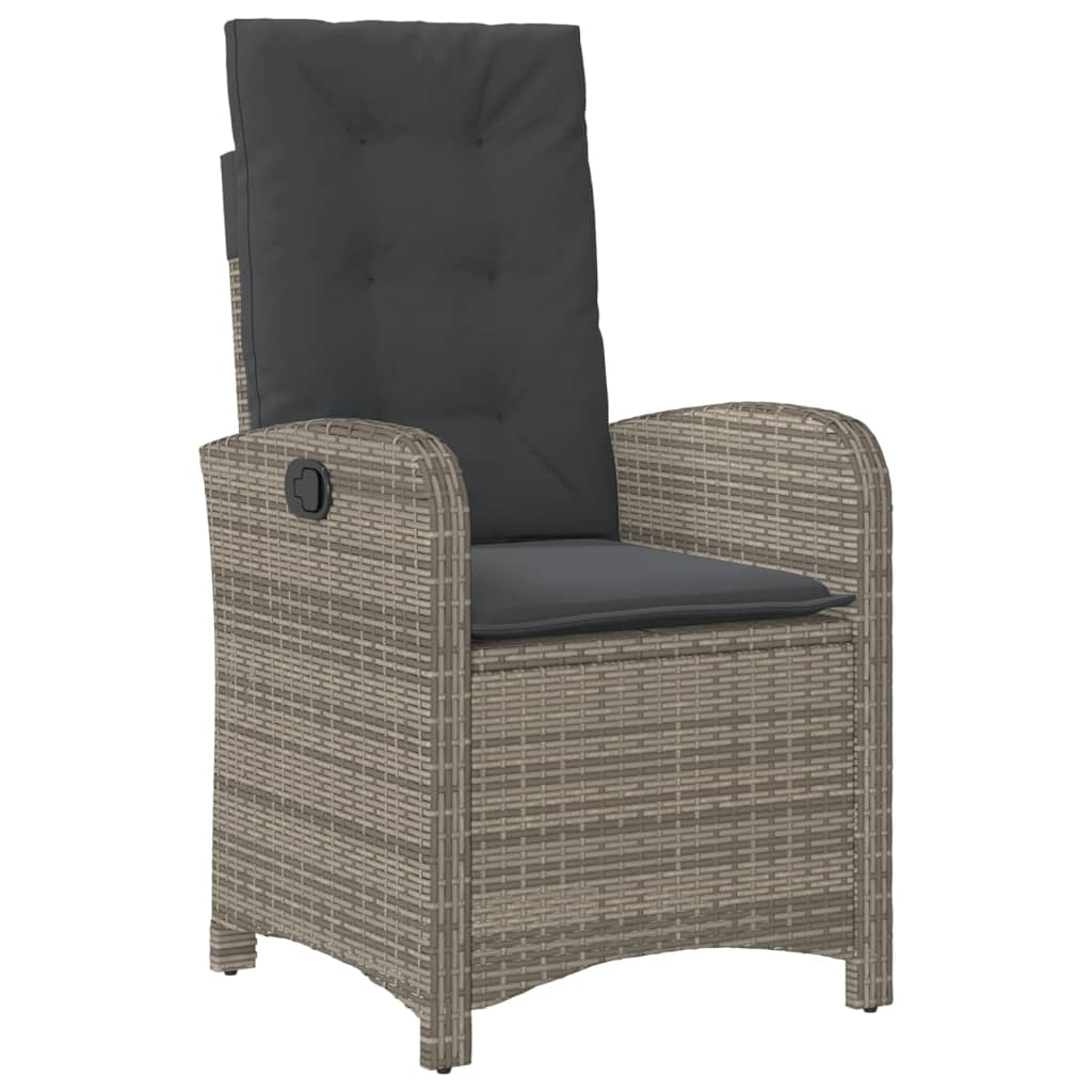 Set mobilier de gradina cu perne, 3 piese, gri, poliratan — imaginea 4