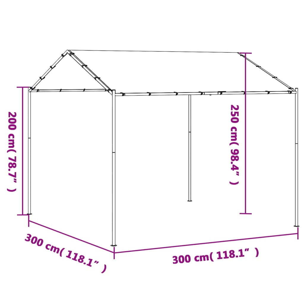 Cort pavilion, antracit, 3x3 m, otel si material textil — imaginea 9