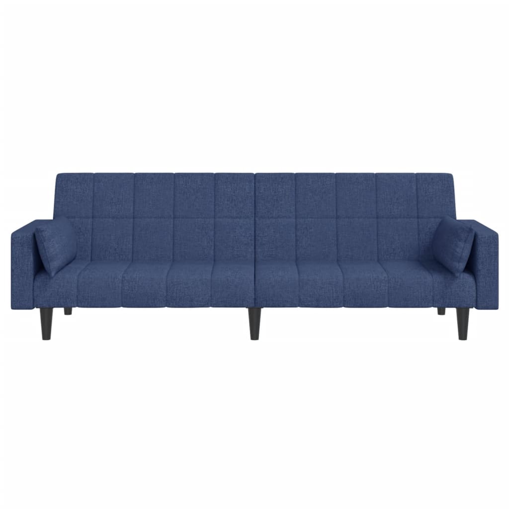 Canapea extensibila cu 2 locuri, 2 perne, albastru, textil — imaginea 5
