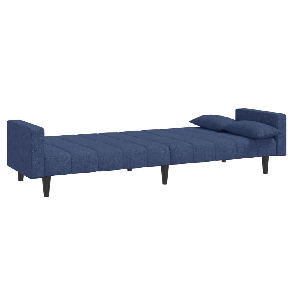 Canapea extensibila cu 2 locuri, 2 perne, albastru, textil — imaginea 6