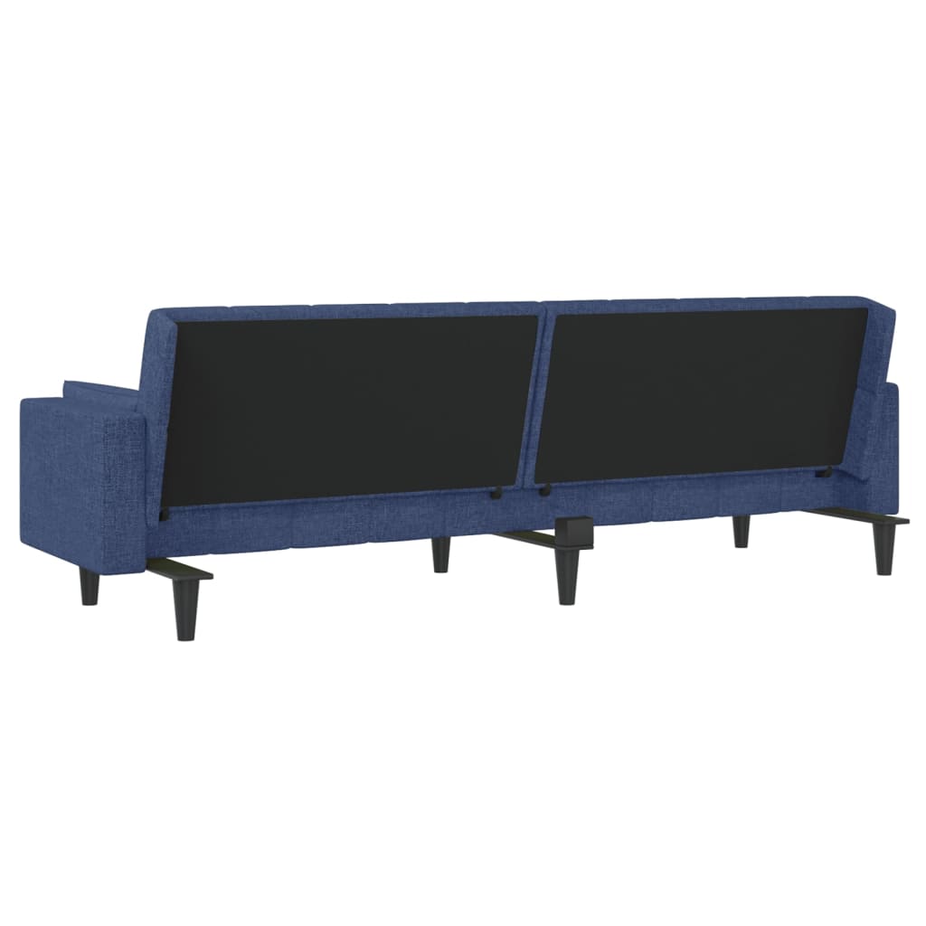 Canapea extensibila cu 2 locuri, 2 perne, albastru, textil — imaginea 8