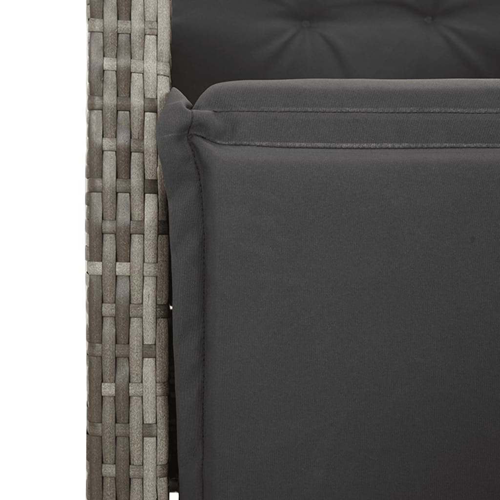 Set mobilier de gradina cu perne, 5 piese, gri, poliratan — imaginea 6