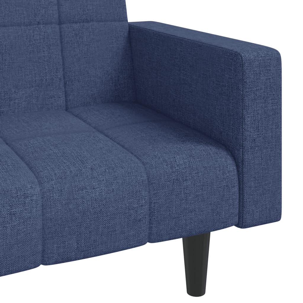 Canapea extensibila cu 2 locuri, 2 perne, albastru, textil — imaginea 9