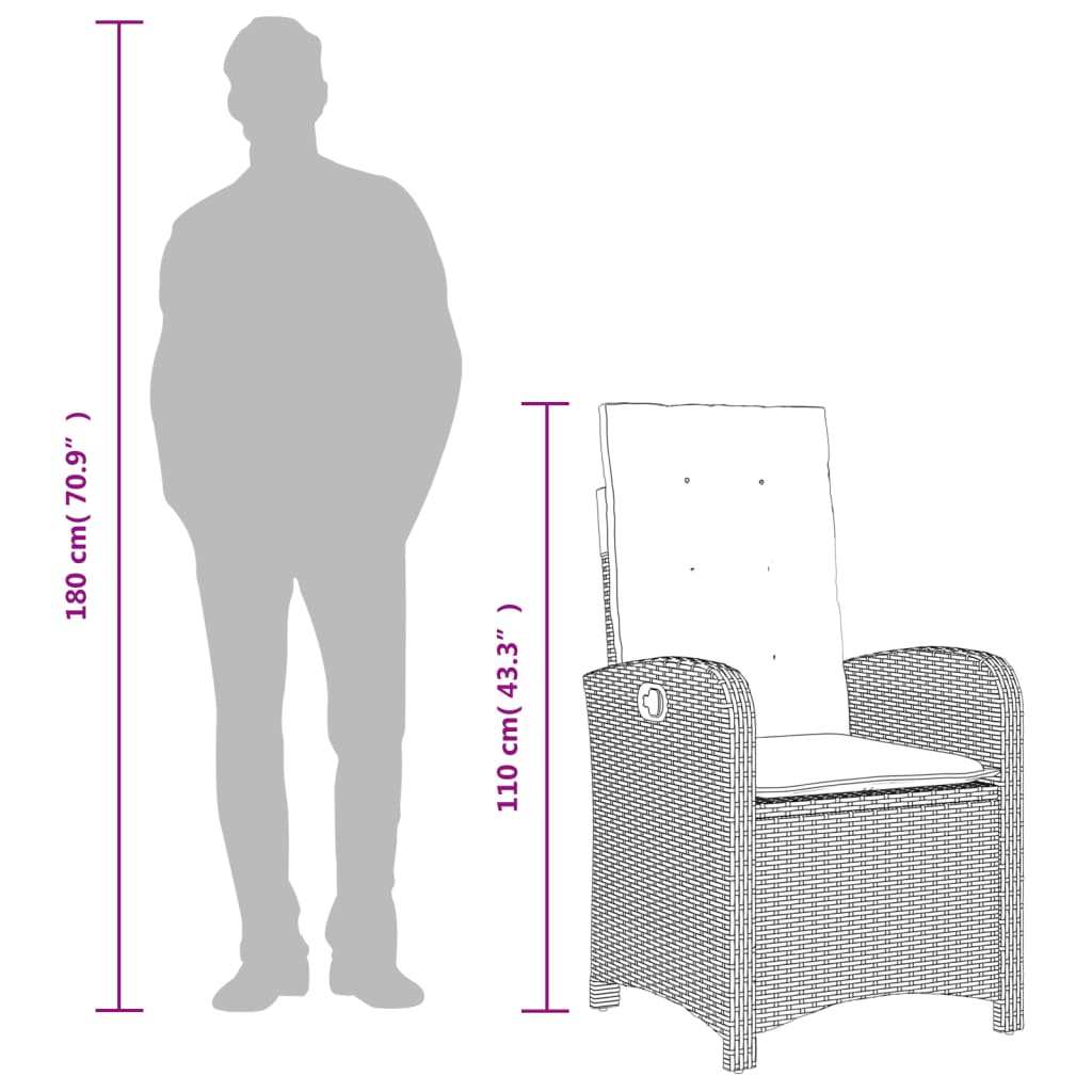 Set mobilier de gradina cu perne, 5 piese, gri, poliratan — imaginea 10