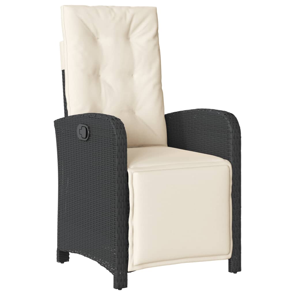 Set mobilier de gradina cu perne, 5 piese, negru, poliratan — imaginea 5