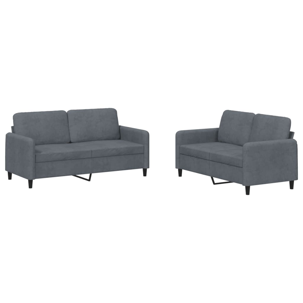 Set canapea, 2 piese, gri inchis, catifea — imaginea 8
