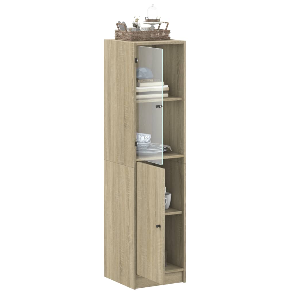 Dulap cu usa din sticla, stejar sonoma, 35x37x142 cm — imaginea 17