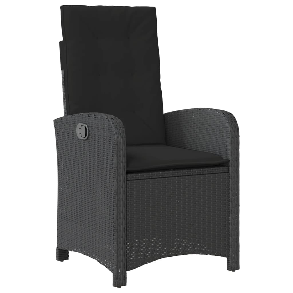 Set mobilier de gradina cu perne, 9 piese, negru, poliratan — imaginea 4