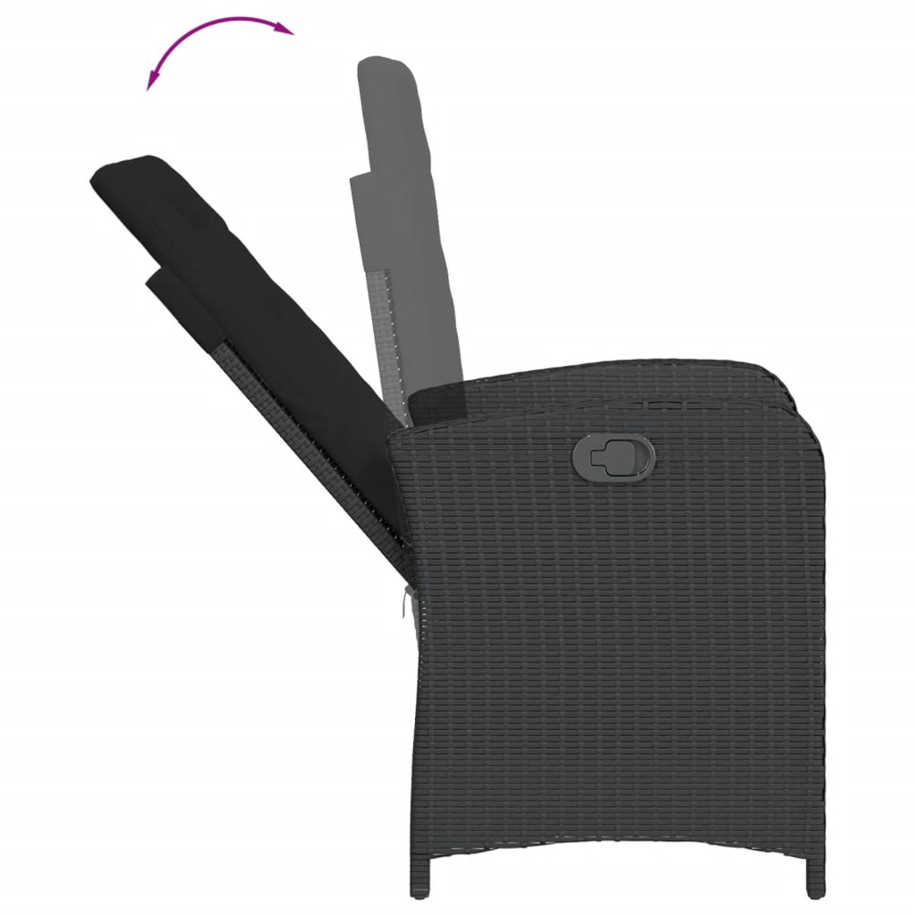 Set mobilier de gradina cu perne, 9 piese, negru, poliratan — imaginea 6