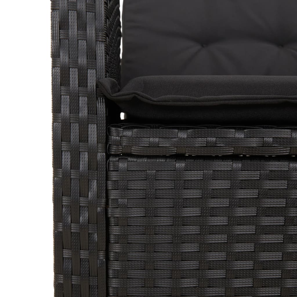Set mobilier de gradina cu perne, 9 piese, negru, poliratan — imaginea 10