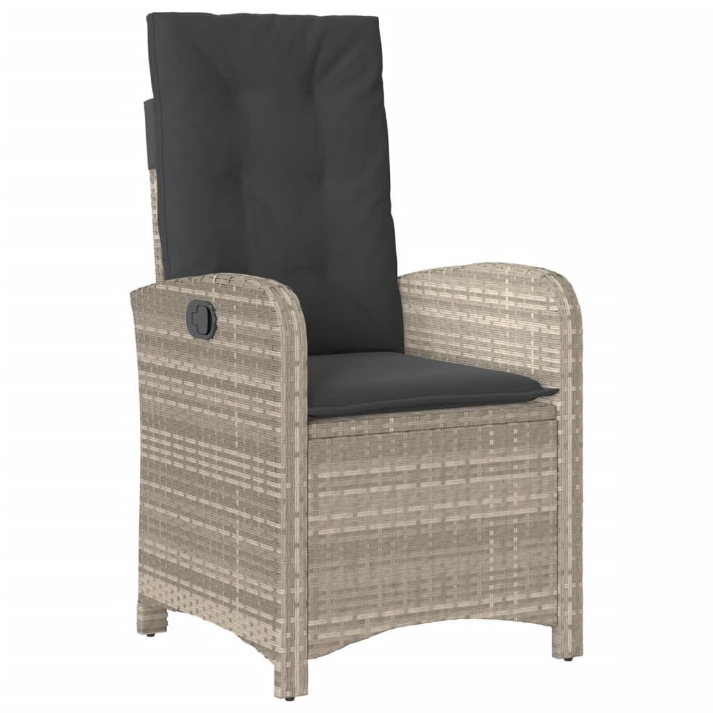 Set bistro cu perne, 3 piese, gri deschis, poliratan — imaginea 4