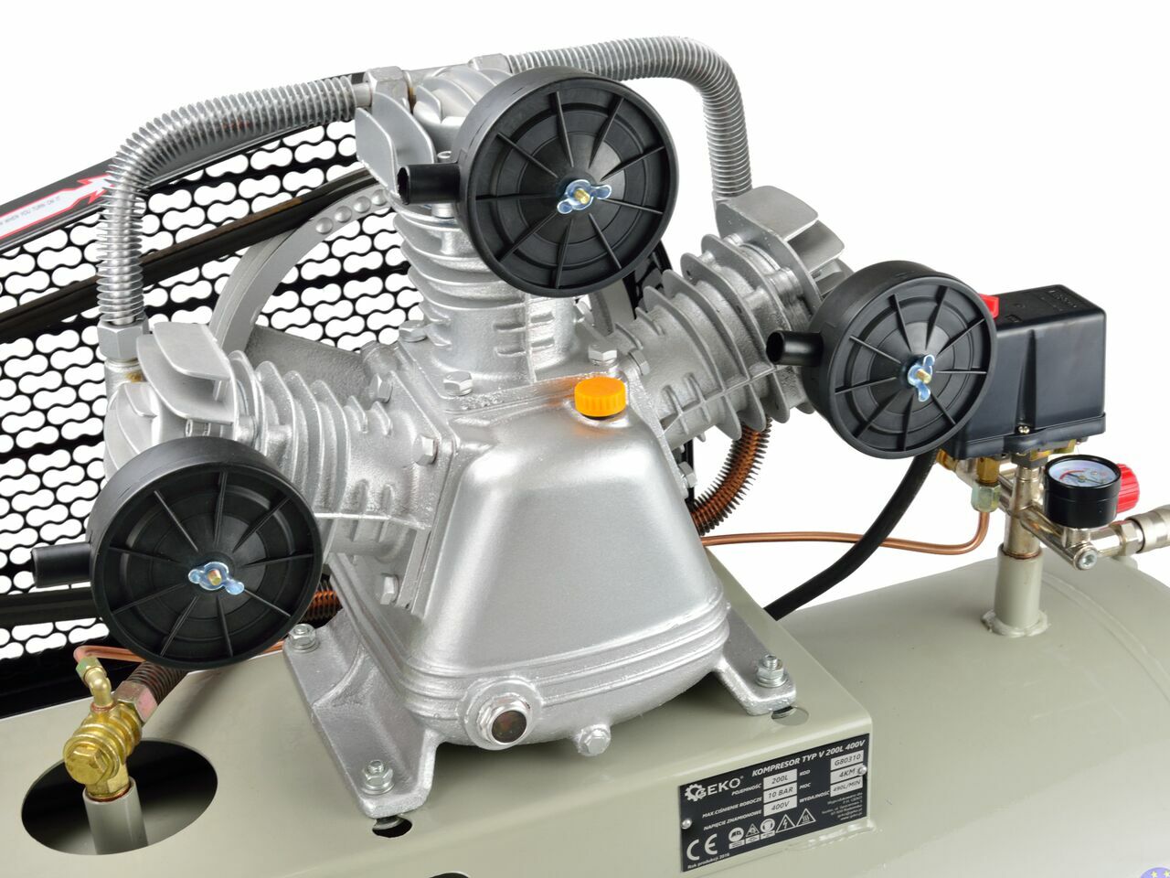 Compresor 200L, 10bar, 400V, 490l/min, 4kW, GEKO G80310