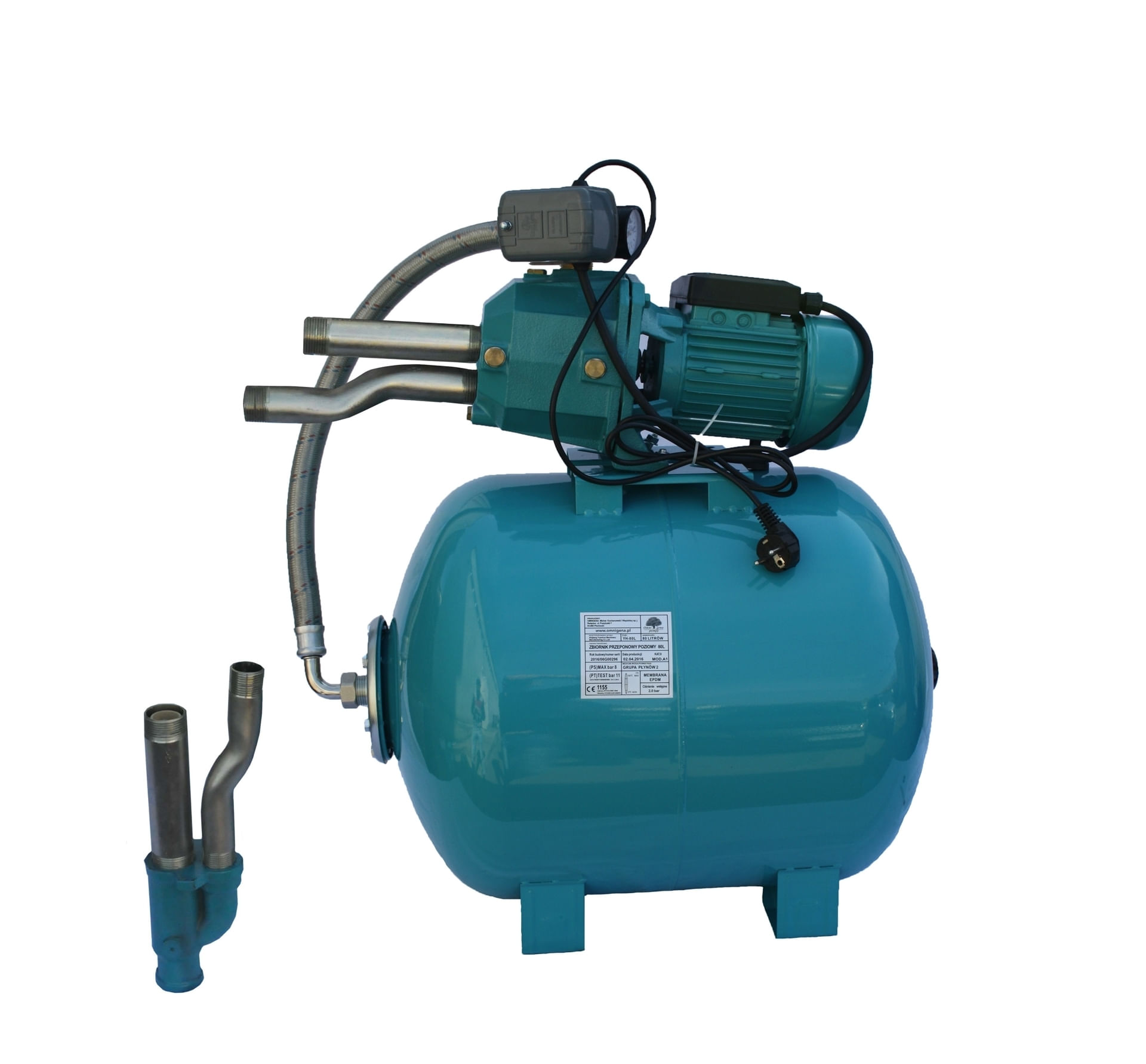 Hidrofor de mare adancime 23m cu ejector Omnigena DP355/100, rezervor 100 litri, 0.75 kW + set 4 stuturi filetate, OM5003/100+S