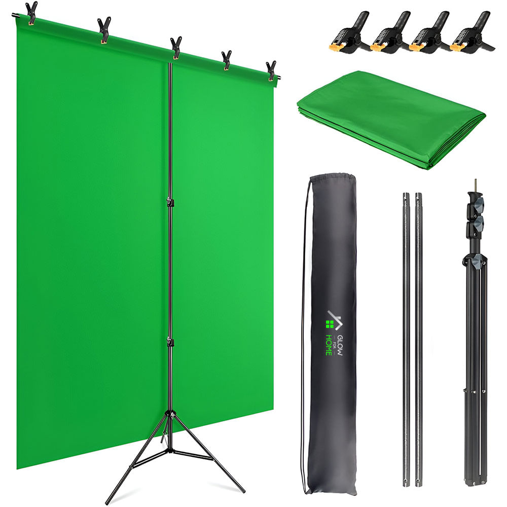 Kit perete fundal verde profesional pentru studio foto/video, GlowforHome, Green Screen portabil, 260x300 cm