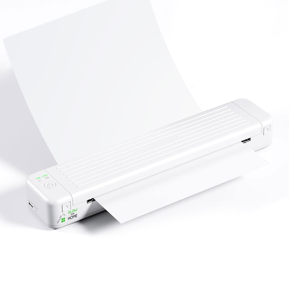 Imprimanta termica portabila A4, GlowforHome, aplicatie compatibila cu iOS/Android/Windows/MAC, 1000 mAh, alb