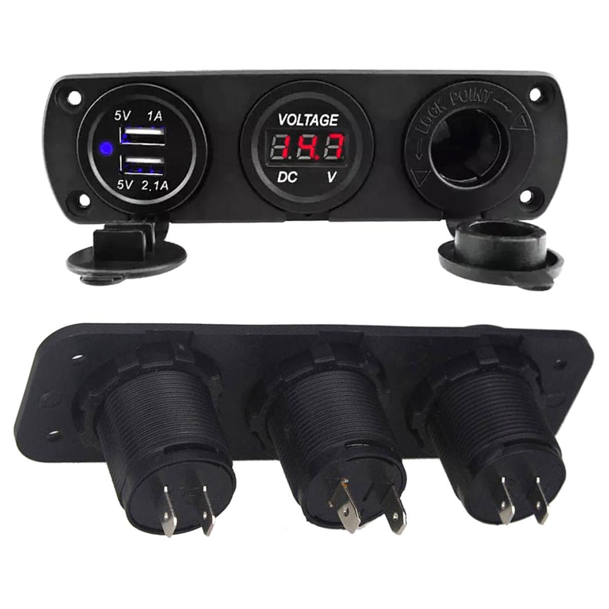 Priza de Bricheta Universala, etansa, cu Voltmetru si incarcare 2 x USB, pentru vehicule offroad - 1 | YEO