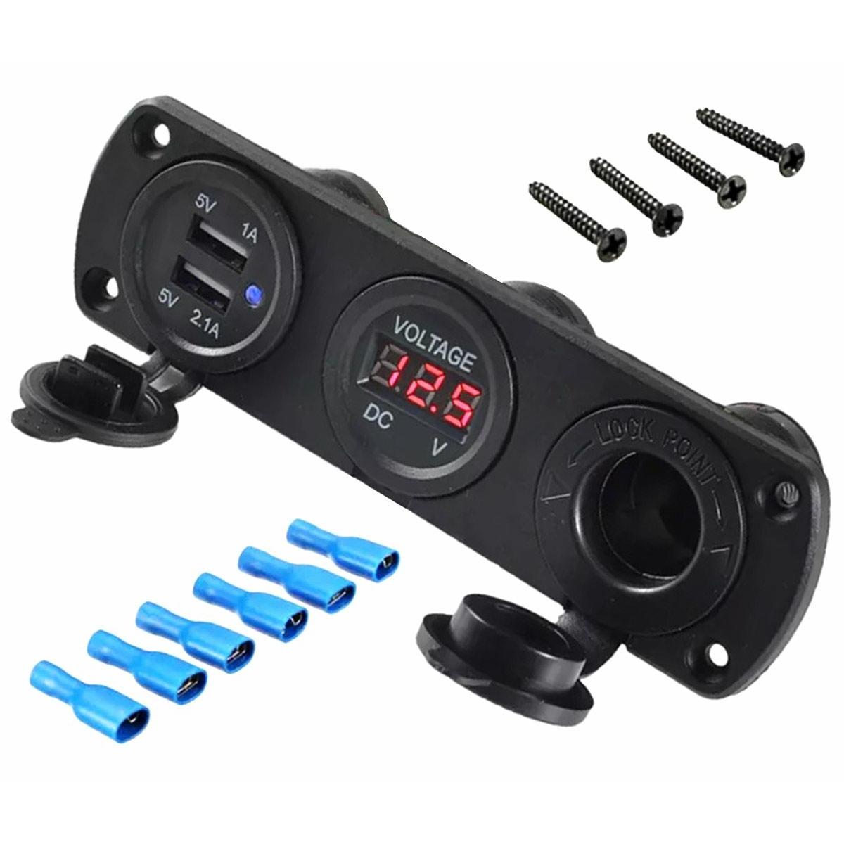 Priza de Bricheta Universala, etansa, cu Voltmetru si incarcare 2 x USB, pentru vehicule offroad - 2 | YEO