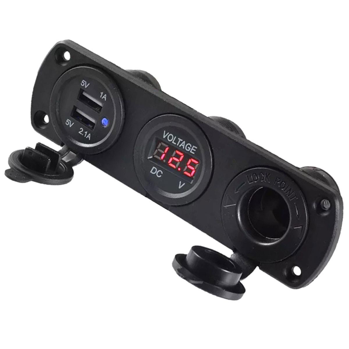 Priza de Bricheta Universala, etansa, cu Voltmetru si incarcare 2 x USB, pentru vehicule offroad - 4 | YEO