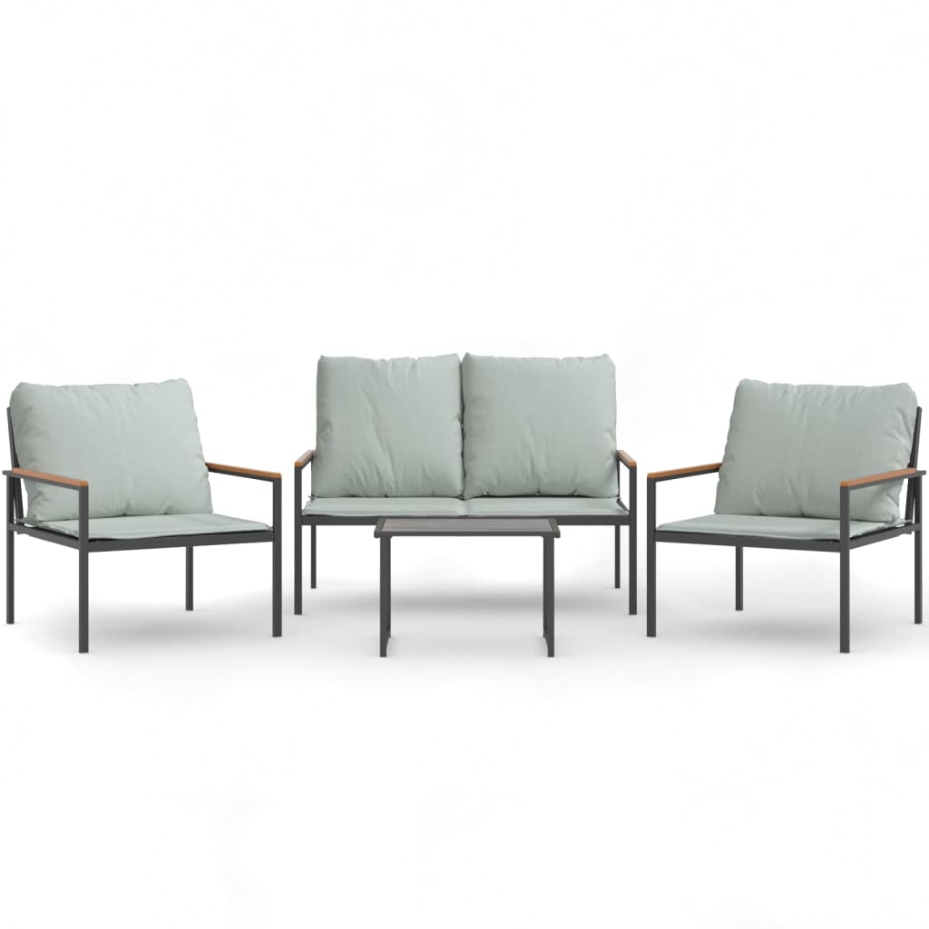 Set mobilier de gradina, cu perne, antracit, 4 piese, otel — imaginea 13