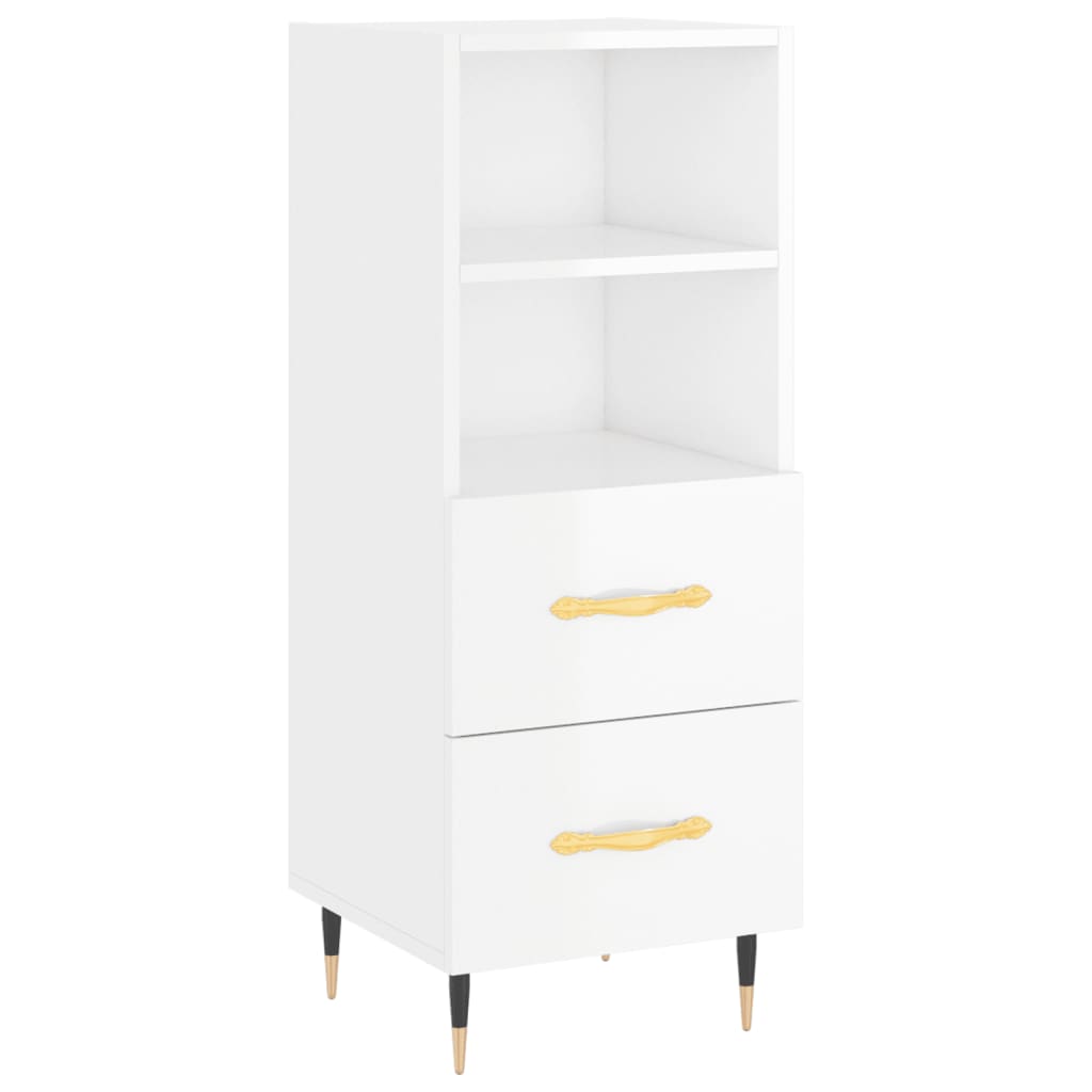 Servanta, alb extralucios, 34,5x34x90 cm, lemn compozit — imaginea 13