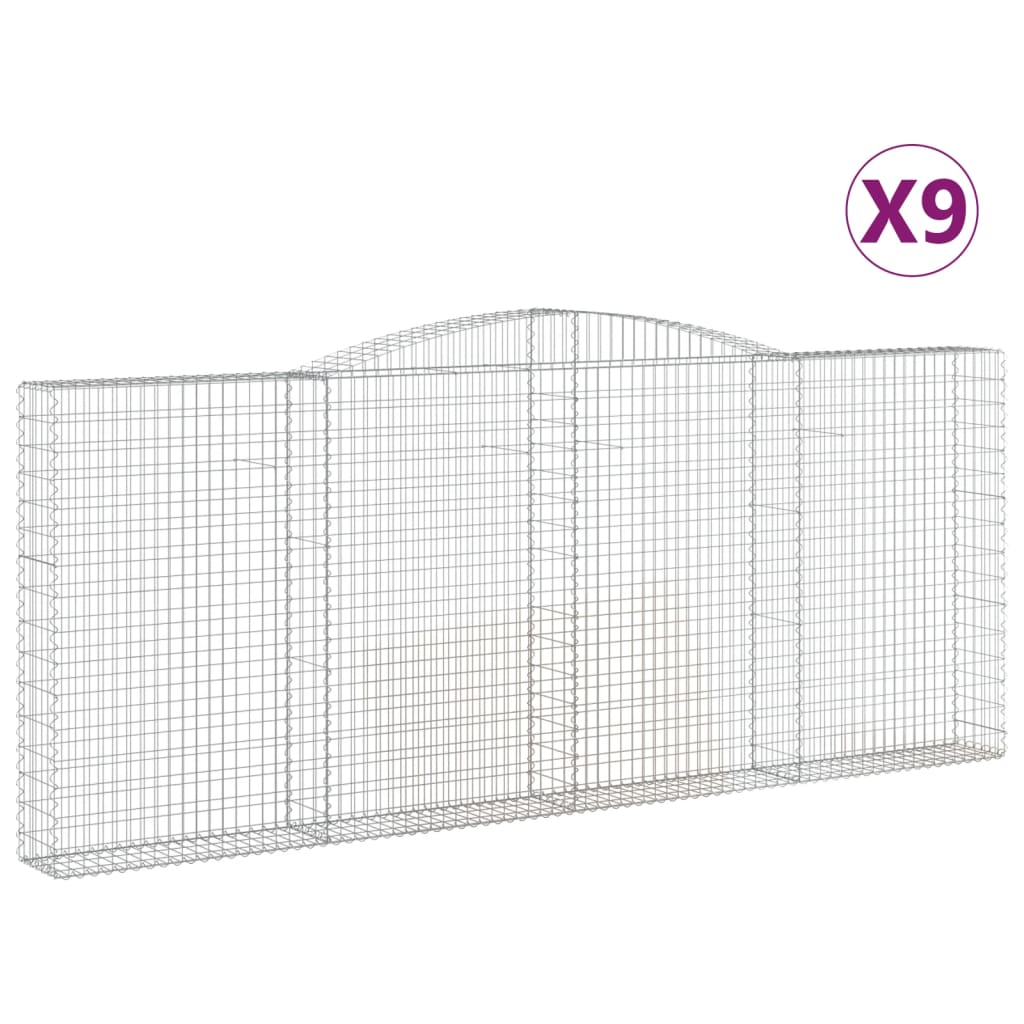 Cosuri gabion arcuite 9 buc. 400x30x160/180 cm fier galvanizat