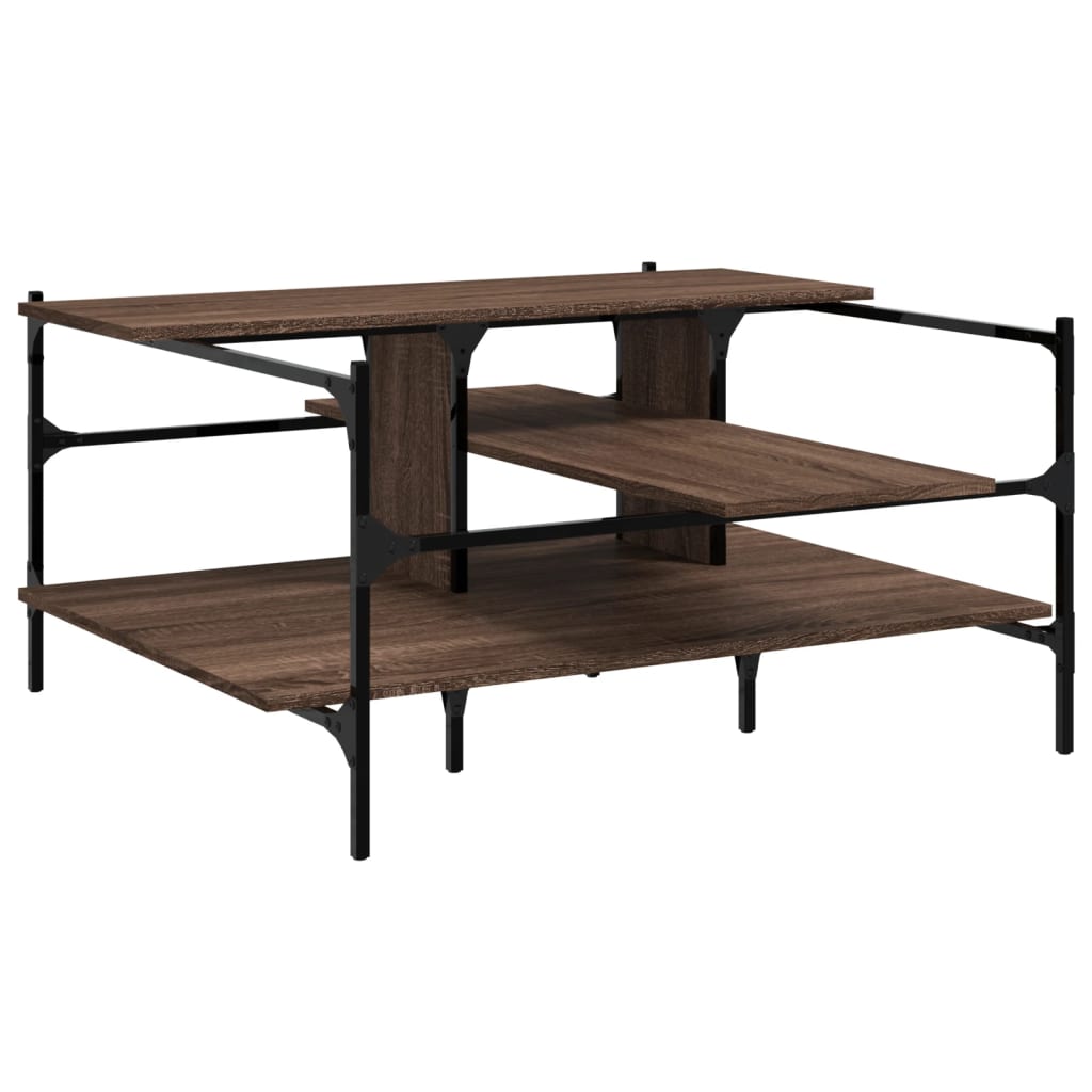 Masuta de cafea, stejar maro, 100x100x48,5cm, lemn prelucrat