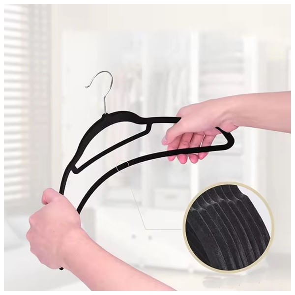 Set 5 umerase pentru haine IdeallStore®, Catifea, Antiderapant, Negru - 1 | YEO