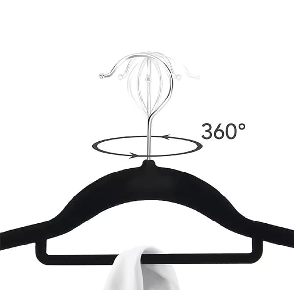 Set 5 umerase pentru haine IdeallStore®, Catifea, Antiderapant, Negru - 4 | YEO