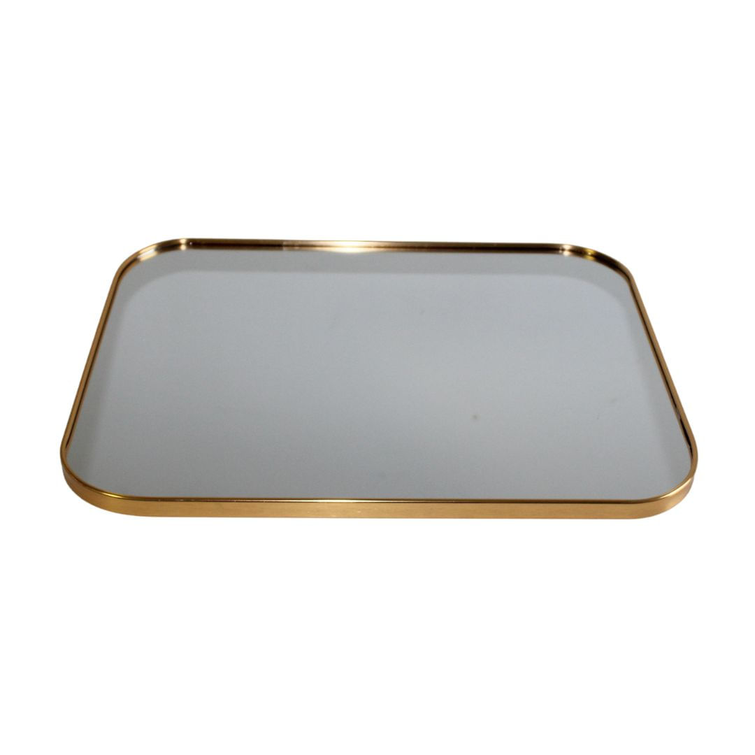 Oglinda cadru metalic dreptunghiular auriu 45x35 cm