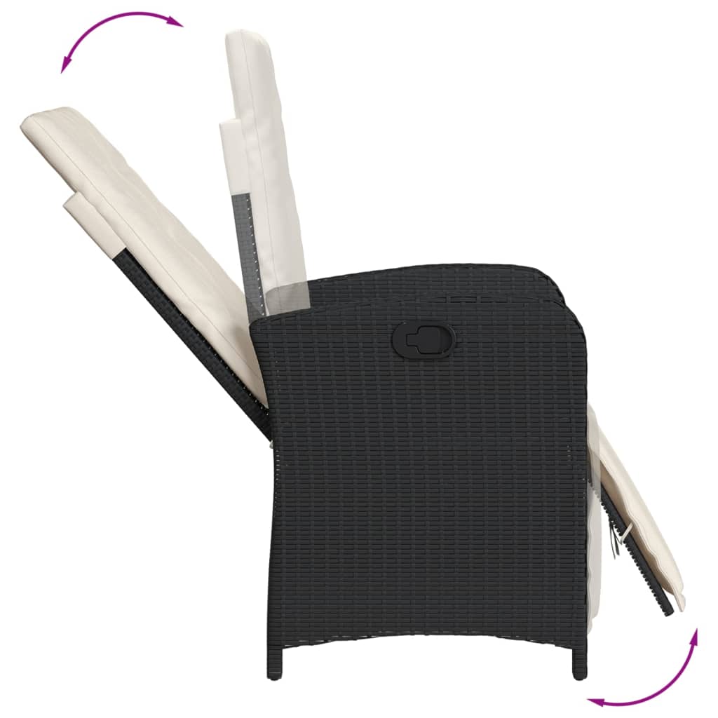 Set mobilier de gradina cu perne, 7 piese, negru, poliratan — imaginea 5