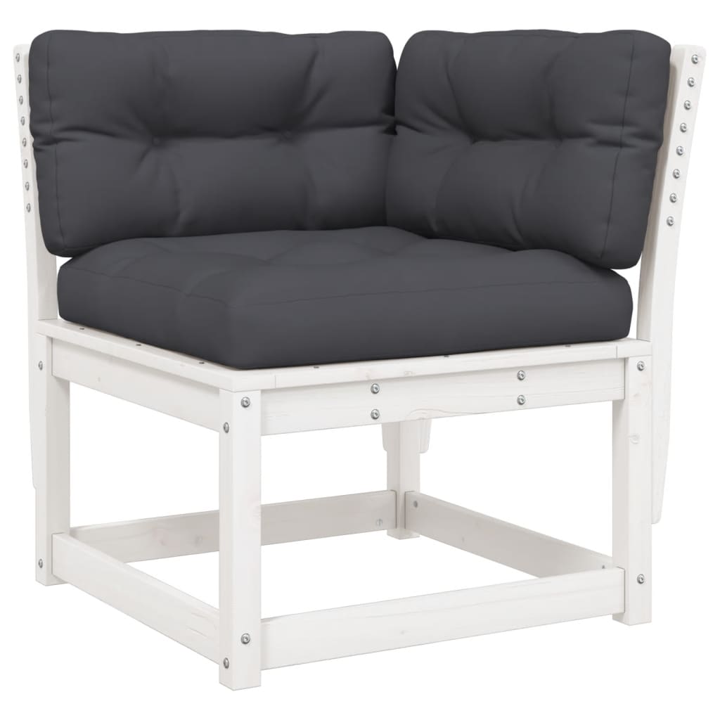Set mobilier gradina cu perne, 8 piese, alb, lemn masiv de pin — imaginea 4