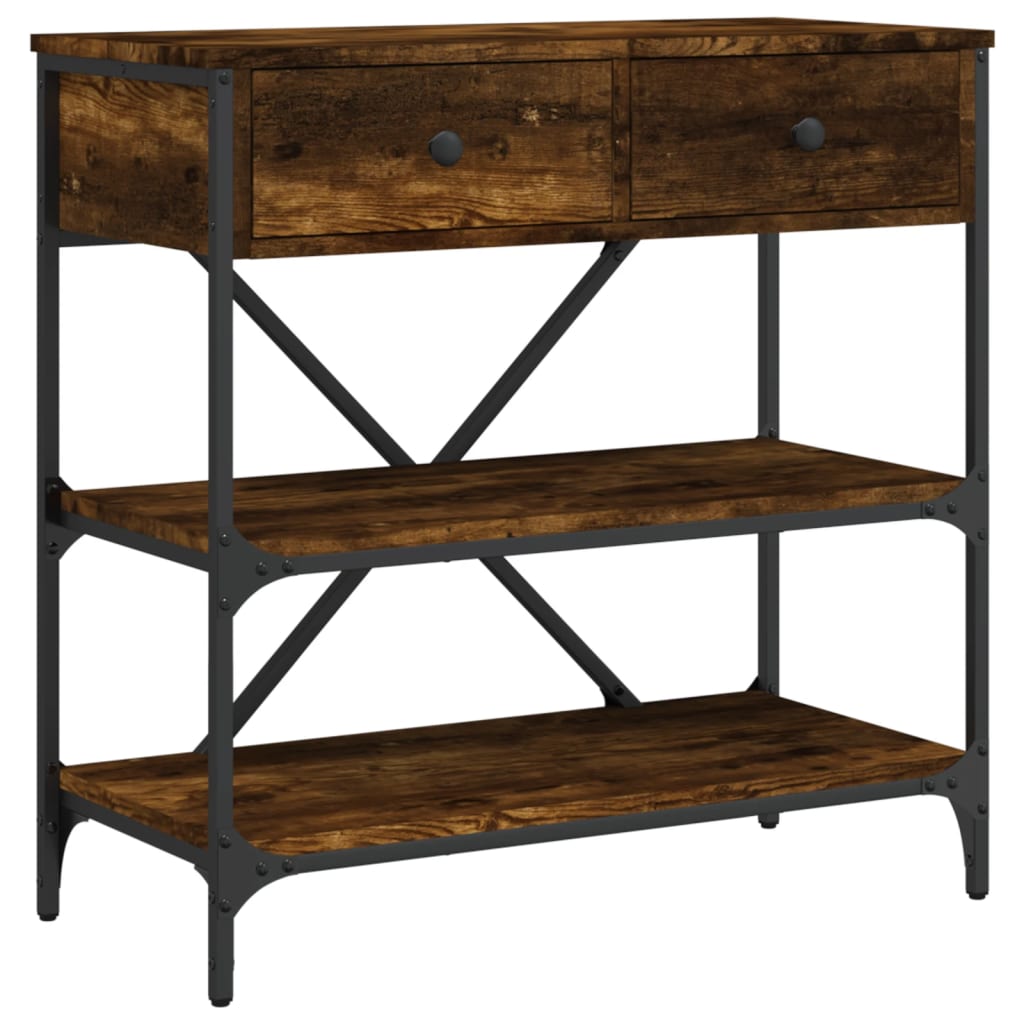 Masa consola, stejar fumuriu, 75x34,5x75 cm, lemn prelucrat — imaginea 13