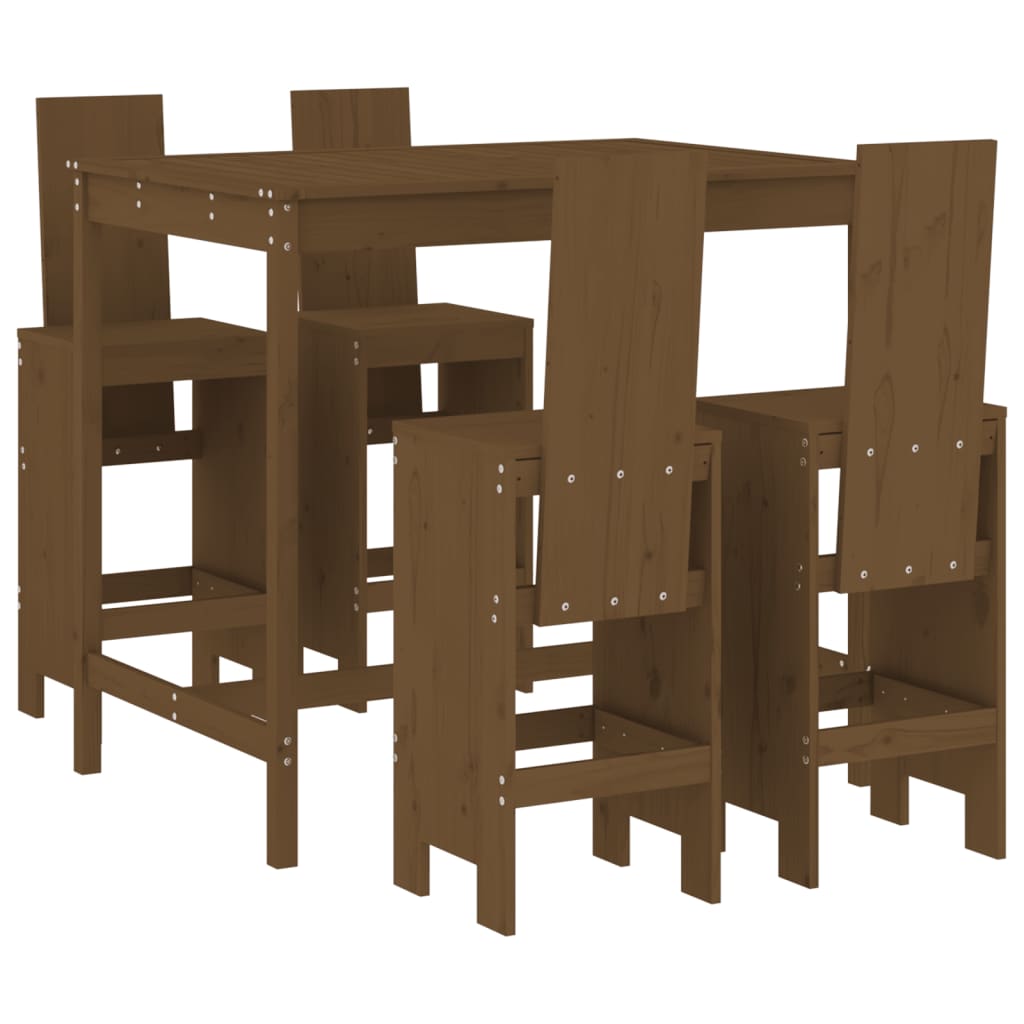 Set mobilier bar de gradina, 5 piese, maro miere lemn masiv pin — imaginea 12