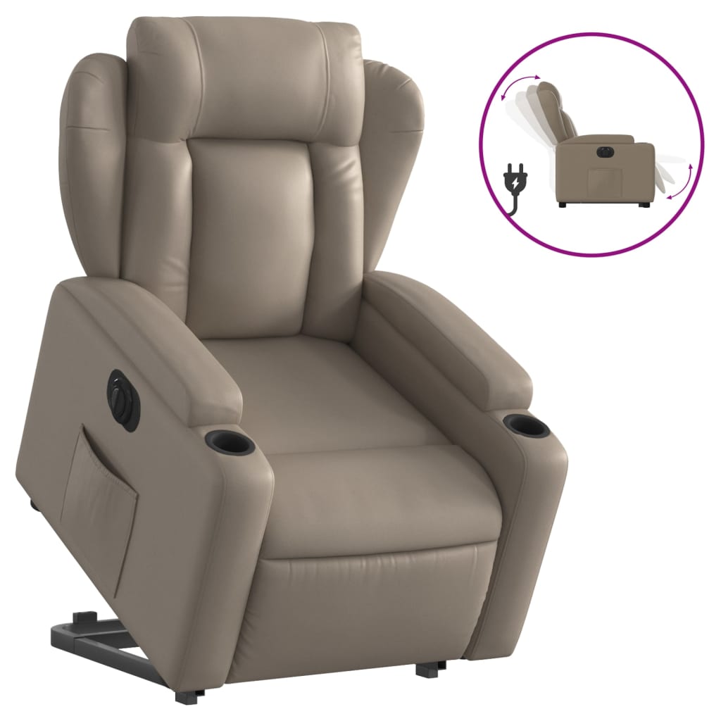 Fotoliu rabatabil electric cu ridicare, cappuccino — imaginea 13