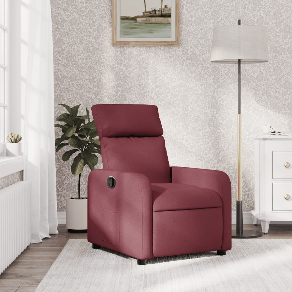 Fotoliu rabatabil, rosu vin, material textil — imaginea 13