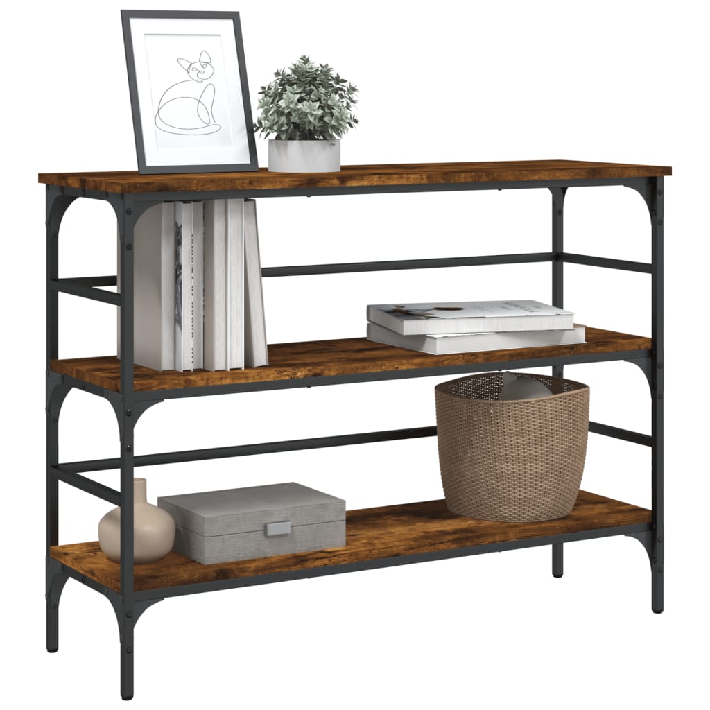 Masuta consola, stejar fumuriu, 100x32x75 cm, lemn prelucrat — imaginea 16